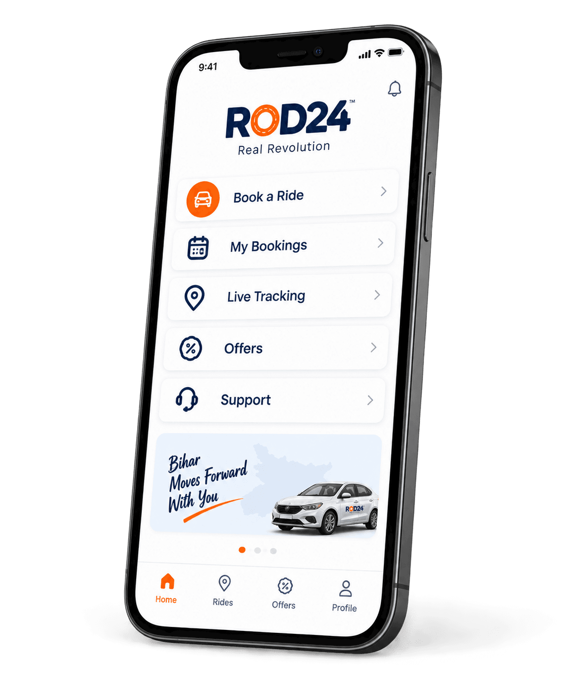 ROD24 mobile app displayed on a smartphone